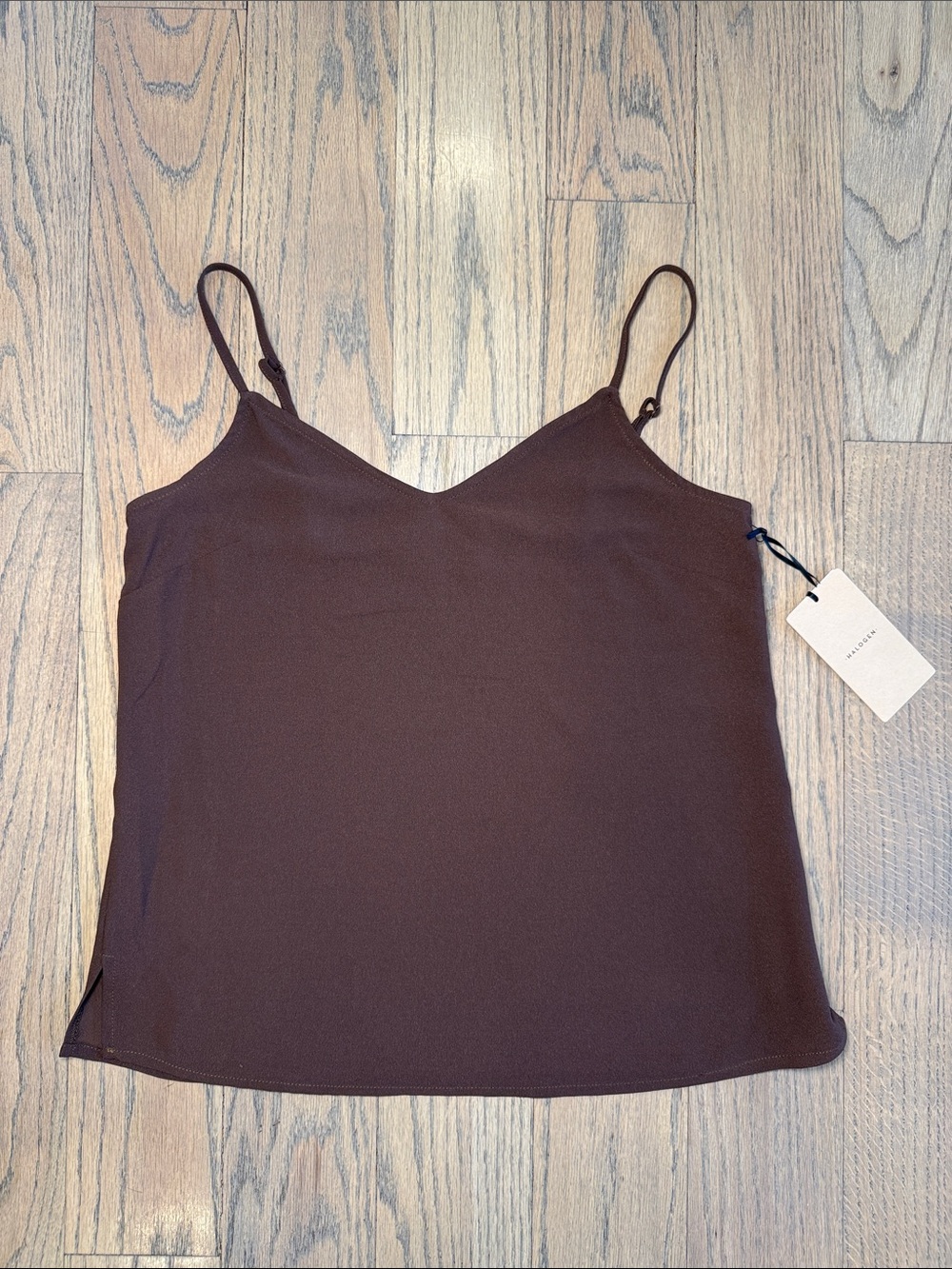 NWT Halogen Women's Brown Spaghetti Adjustable Strap Tank Size X-Small